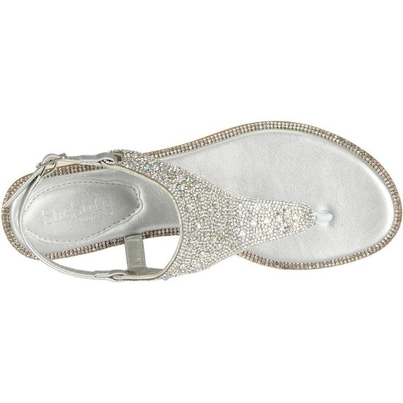 SheSole Women Sparkly Rhinestone Flat Sandals Dressy Summer Bridal Wedding Shoes - Picture 4 of 9